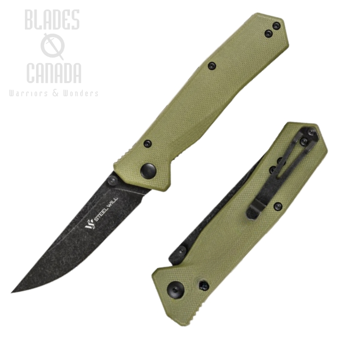 Steel Will Daitengu Folding Knife, D2 Black, G10 Green, F11-33